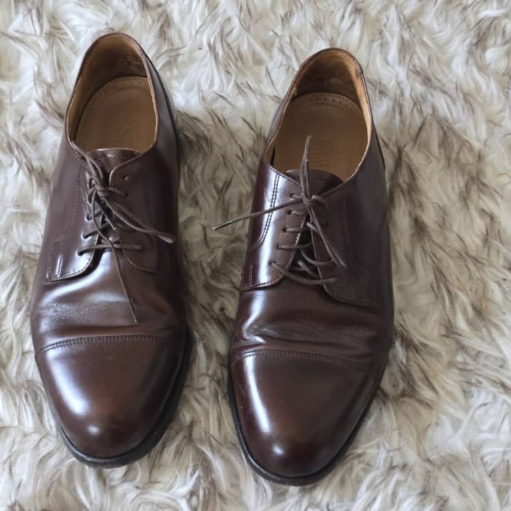 Stafford Executive Men's Brown Leather Oxford Shoes Size 9 🌴